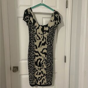 Diane Von Furstenberg Black and Cream Animal-Print dress cotton